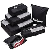 TripDock Various Packing Cubes 6 Set Lightweight Travel Luggage Organizers (1Black(1Large+1Medium+1Small+1Slim+1 Shoes bag+1Laundry bag))