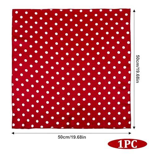 Chiffon Scarf Square Red Neck Scarf Red Polka Dot Bandana Square Red Handkerchief Vintage Red Bow Headband Head Scarf Red Bandana Headband Satin Scarf for Women and Girls3