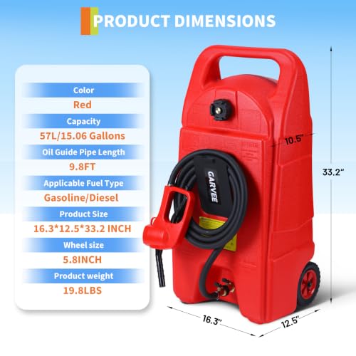 Garvee 15 Gallon Gas Can, Fuel Tank Container with Transfer Manual Pump by Garvee - Image 6