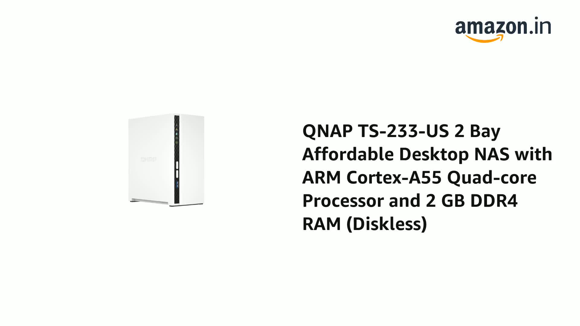 QNAP TS-233-US 2 Bay Affordable Desktop NAS with ARM Cortex-A55