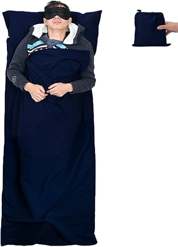 Miniatura 7 de Forro para saco de dormir, ligero portátil, suave hoja de viaje y camping, con bolsa compacta y de transporte, para viajes, hotel