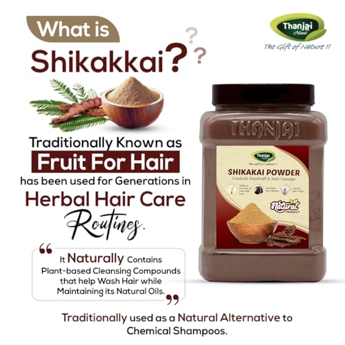 Image of Thanjai Natural Shikakkai Powder 250g Jar Pure and Natural Hair Conditioner | Natural