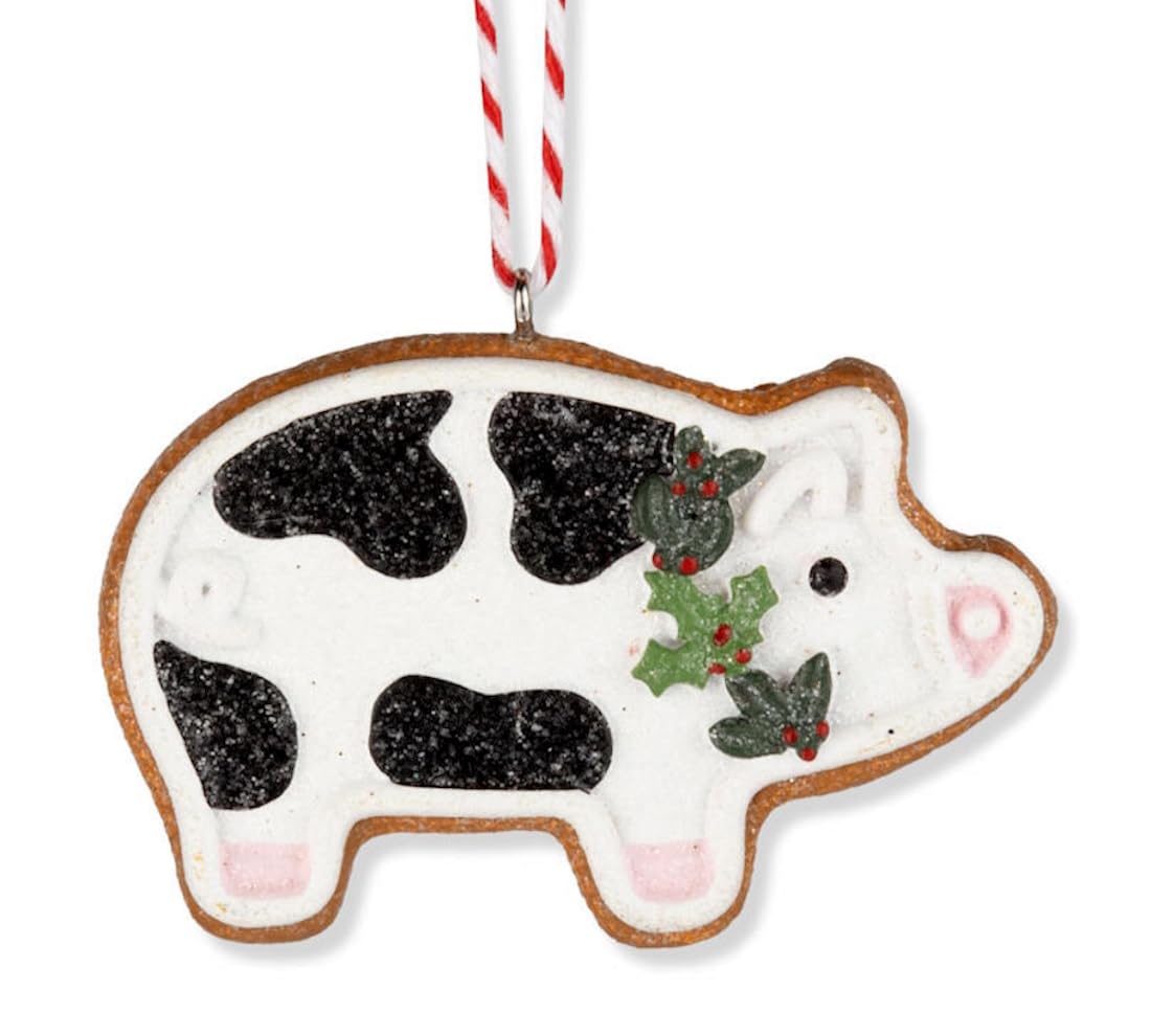 Cochon en pain d'épices noir et blanc décoration de Noël de la ferme