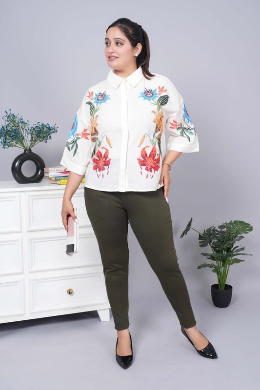 Image of Mlada Women's Solid Cotton Lycra High Waist Ankle Length Tummy Tucker Jeggings Trouser with 2 Side Pockets | Office Wear Summer Pants | Regular Fit, Stretchable, Comfortable & Stylish Everyday Bottoms