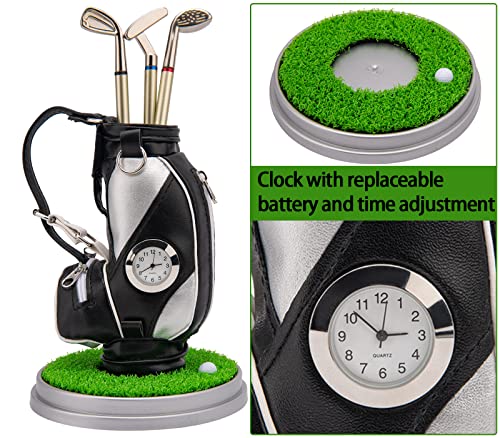 Cmood Golf Bag Pen Holder With Golf Pens Clock 3 Pieces Golf Club Pens Set, Mini Desktop Golf Bag Pen Holder For Golfer Fans Coworker Golf Souvenir Novelty Gifts Event Souvenir thumb #2