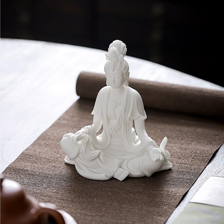 TEESONG Dekoracje na książki Chiński styl ręcznie robiony ceramiczny posąg Buddy ozdoby do kultu domowego Ruyi Guanyin Home Decor Home Decor