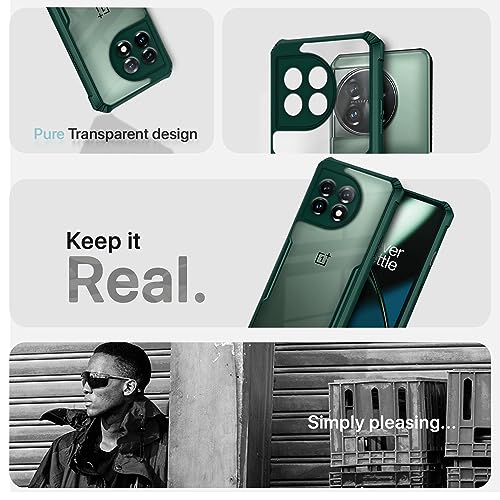 Image of Pikkme OnePlus 11 5G Back Cover | Crystal Clear Transparent Back | Ultra Hybrid | Full Camera Protection | Raised Edge | Bumper Back Case (Green)