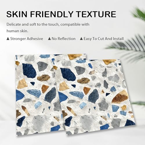 Image of Nuxovilar Peel and Stick Vinyl Floor Tiles, 12x12 Inch | Wall Sticker, Flooring Cover, Peel Stick Tile, Self Adhesive Floor, Kitchen, Bathroom, Living (Terrazzo Pattern)