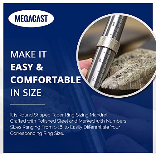 Megacast Stainless Steel Ring Sizing Mandrel Sizes 1-16 #TOP1