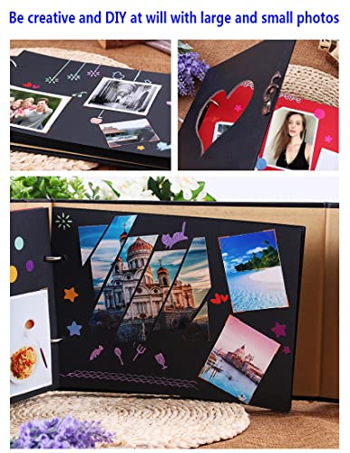 Fotoalbum om zelf vorm te geven, zwarte pagina's, gastenboek, fotoboek, stamboek, doosje, scrapbook, DIY fotofoto's, album voor bruiloft, familie, Valentijnsdag, verjaardag, Kerstmis, kindercadeau - Image 7