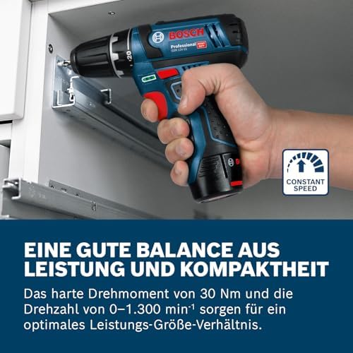 Bild 4 - Bosch Professional 12V System Akku Bohrschrauber GSR 12V-15 (inkl. 2x2.0 Akku, Ladegerät, 39tlg.-Zubehör-Set, Werkzeugtasche) - Amazon Exclusive
