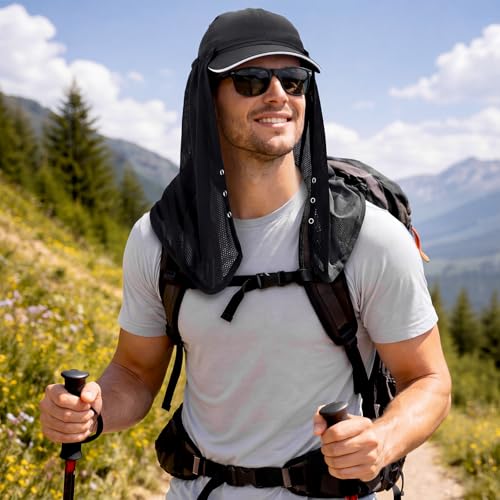 Image of Geyoga 3Pcs UV Sun Protection Neck Drape | Adjustable Neck Shade, Mesh Neck Sun Protection, Breathable Sun Protector, Hat Drape for Fishing, Hiking and Outdoor Work