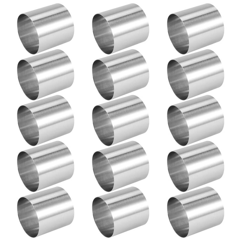 Hndhbfgrt Kitchen Baking Tool 15 Pieces Stainless Steel Mousse Ring Round Biscuit Cutter Cake Mold Pastry for Tart, Fondant Etc