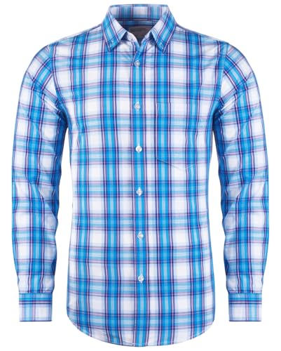 Mens Plaid Long Sleeve Button Down Western Casual Shirt Slim Fit Shirts