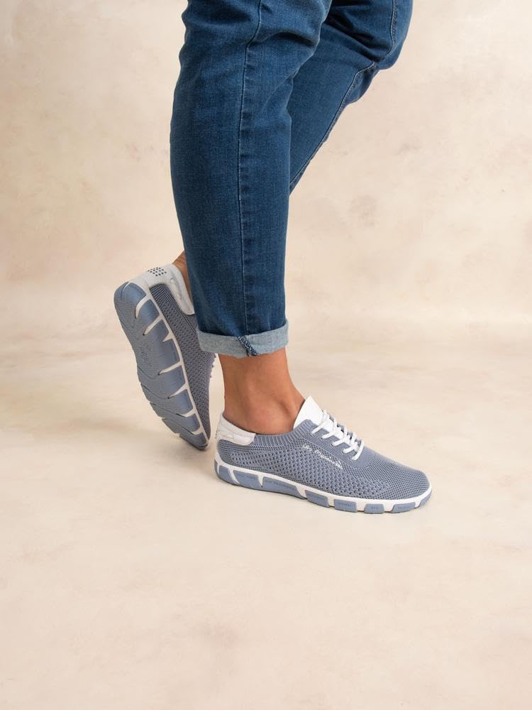 tbs Bootsschuh Jazaria A7242, Recyceltes Strickgewebe, Hellblau mit Non-Marking-Sohle, Fußbett zum Wechseln Blau