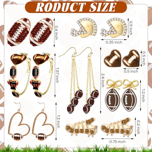 8 Pairs Football Earrings for Women Hoop Earrings Jewelry Gifts for Football Mom Sports Fans Lovers Game Day Accessories2