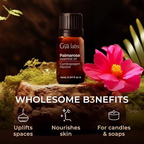 Image of 100% Pure Palmarosa Essential Oil - 0.34 Fl Oz - Palmarosa Oil for Hair, Skin, Diffuser, Aromatherapy & DIY Candle Making Scent