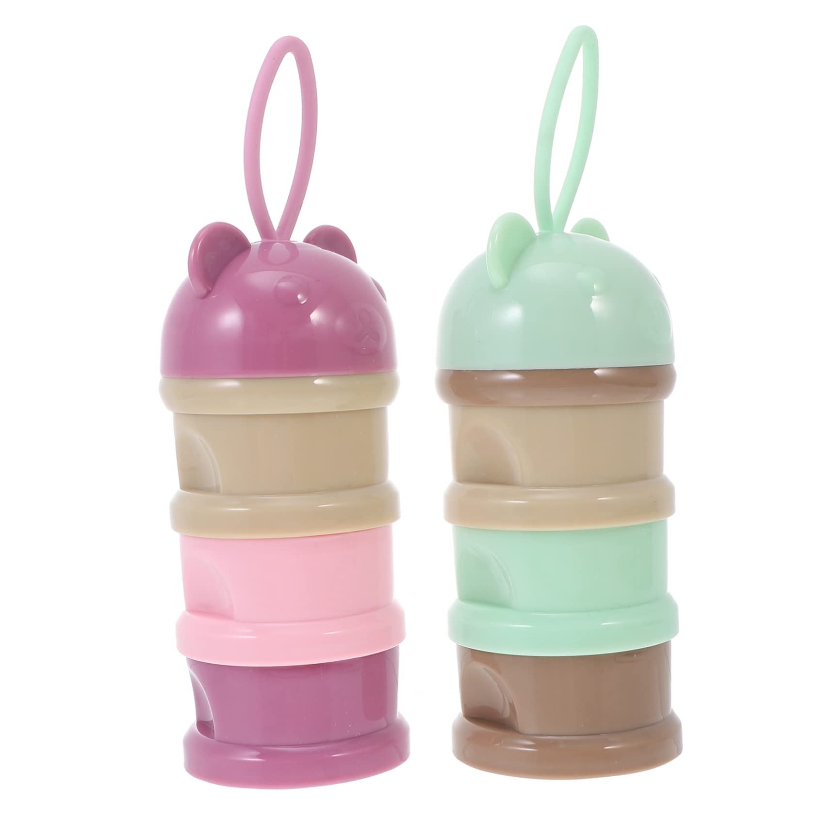 MOLUCKFU 2 Sets Three Layer Milk Powder Storage Case Formula Dispenser for Travel Portable Carrying Container and 2pcs