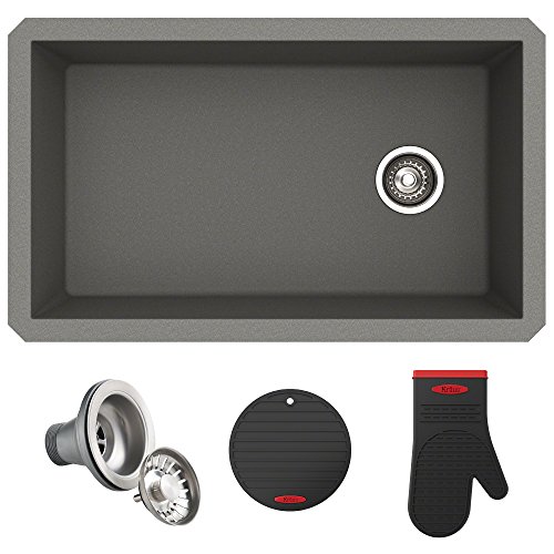 Kraus KGU-55GREY Forteza Granite Kitchen Sink, 32 Inch, Grey