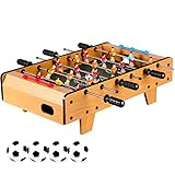 FBITE Tischkicker für Erwachsene und Kinder – Kompaktes Mini-Tischfußballspiel mit 4 Bällen, braun