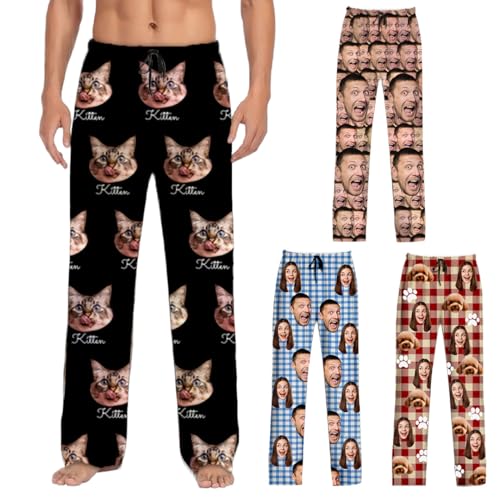 Custom Pajama Pants with Photo Face, Personalized Funny PJ Bottoms, Custom Sleepwear Gifts for Men Women