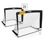 Racetex Set de 2 But de Foot Enfant Exterieur - Goal de Foot avec Sac de Transport utile - [Version avec Barres renforcées en Fibre de Verre] - Cage de Foot Enfant extérieur (Noir)