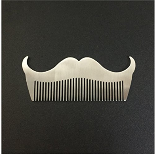 FULLIN Mustache Brush Comb Stainless Steel Man Beard Comb PLUS Beard Shaping Template Mustache Cut Carding Tool