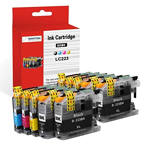 SMARTOMI Cartuchos de tinta Compatibles para Brother LC223 LC-223 LC223XL LC-223XL para Brother DCP-J4120DW DCP-J562DW, MFC-J480DW J880DW J4420DW J4625DW J4620DW J5320DW J5620DW J680DW J5720DW J5625DW