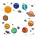 Eternitry Eine Reihe von Sonnensystem Planet Cartoon Wandaufkleber, Fliegende Untertasse Raumschiff Wandaufkleber-Kinderuniversum Stripped Boy Room Decoration Wandaufkleber