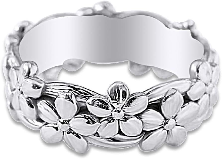 AFFY 14k Gold Plated 925 Sterling Silver Lovely Daisy Flower Band Ring Jewelry for Her Women Birthday Christmas