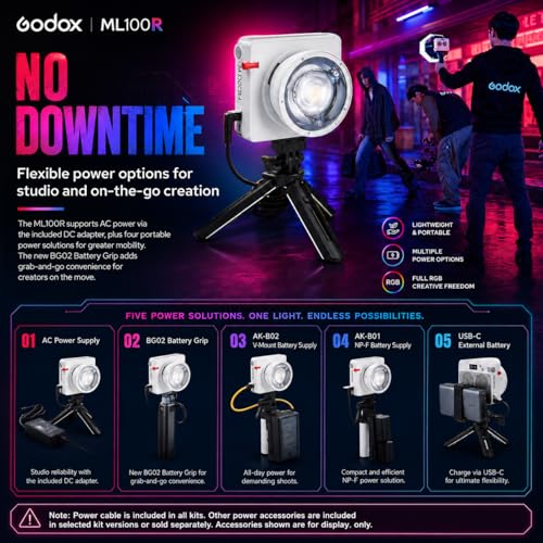 Lampe vidéo LED RVB Godox ML100R Kit2 éclairage haut de gamme 15° 36°