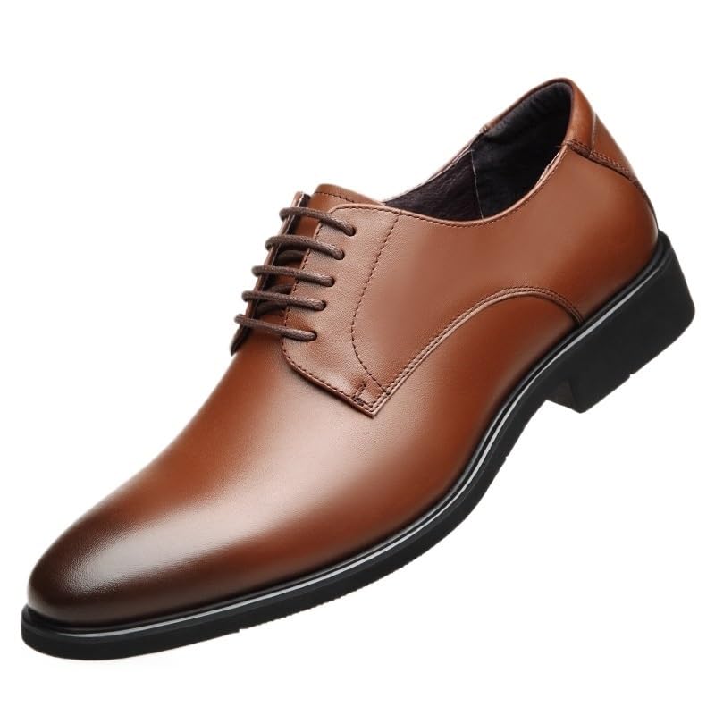 Men's Comfortable Dress Shoes Formal Leather Men Dress Shoes Breathable Mens Casual Shoes Italian Luxury Lace-Up Non-Slip Men Driving Shoes Anti-Slip Low Top Non Slip Prom