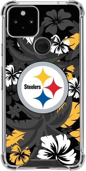 Skinit Clear Phone Case Compatible with Google Pixel 5 - Officially Licensed NFL Pittsburgh Steelers Tropical Print Design