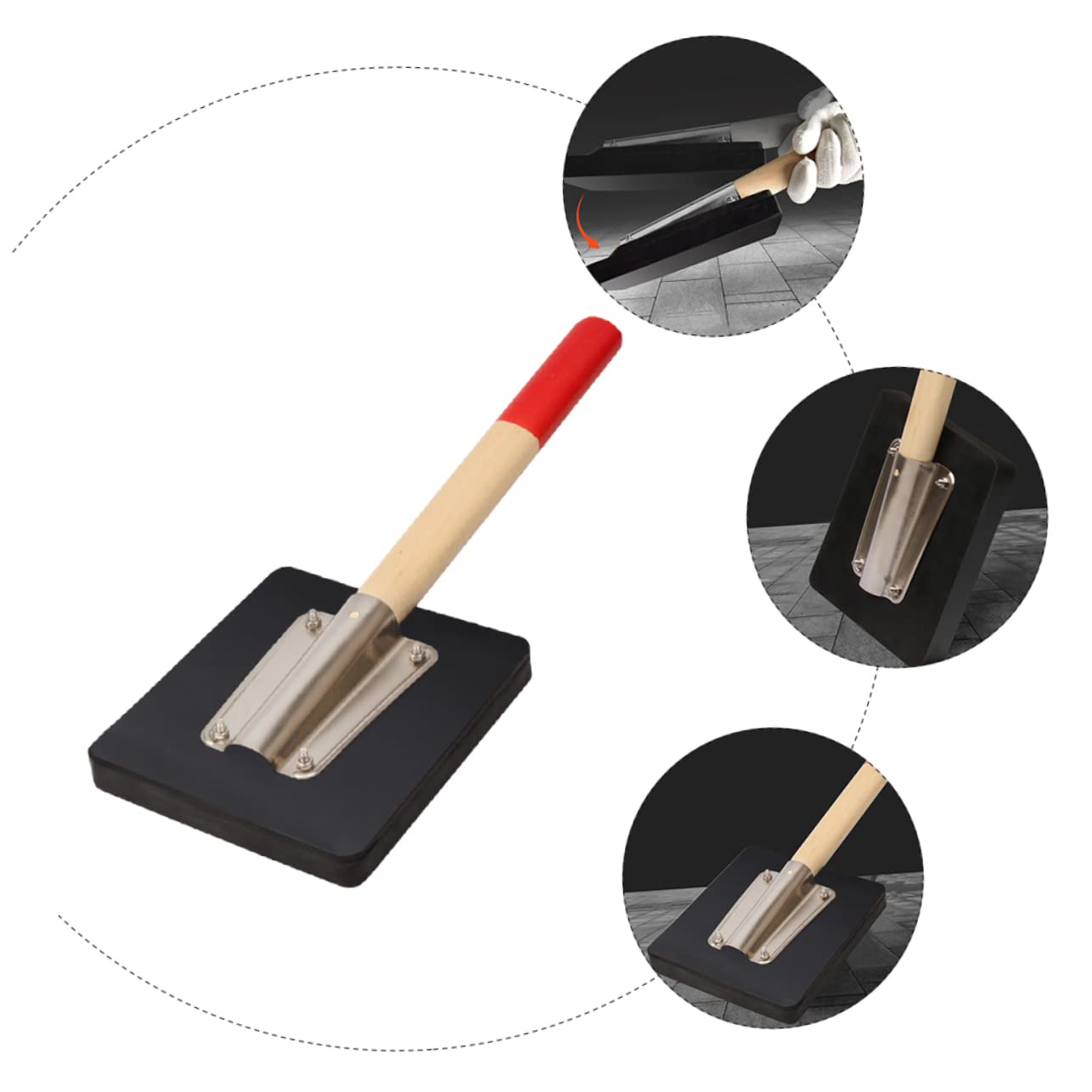 SHINEOFI Marteau Caoutchouc à Manche Bois Outil Carrelage Clapet pour Pavés et Dalles