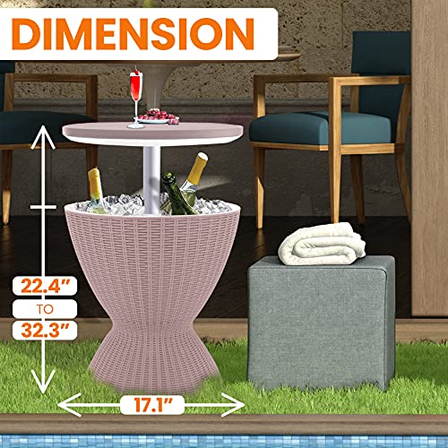 Serenelife Outdoor Cool Bar Table, 7.5 Gallon Beer And Wine Cooler, Patio Furniture & Hot Tub Side Table, Beverage Cooler, All-Weather Resistant Ice Cool Bar, Rattan Style Patio, Cocktail Bar (Grey) #TOP1