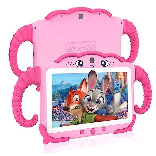 Tablet infantil de 7 polegadas para crianças de 64 GB com software de capa instalado, tablet de aprendizagem infantil com Wi-Fi para meninos e meninas, tablet Android com câmera dupla, controle