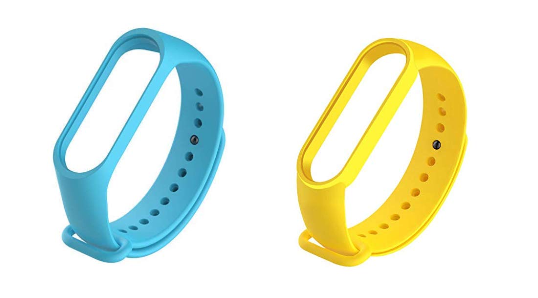 microbirdss Wristband Band Straps Belts for Xiaomi Original Mi 3 (Combo Pack, Pack of 2) (Sky Blue, Yellow, Xiaomi Mi Band 3 Original)