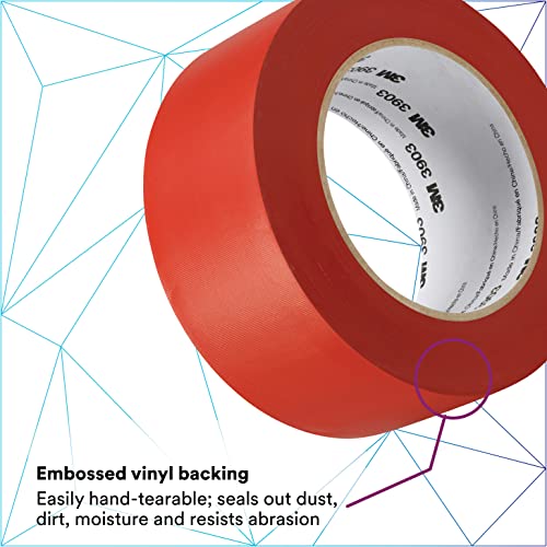 3M Vinyl Duct Tape 3903, Red Case, 2 In X 50 Yd, 7.3 Mil, Individually Wrapped Conveniently Packaged #TOP2