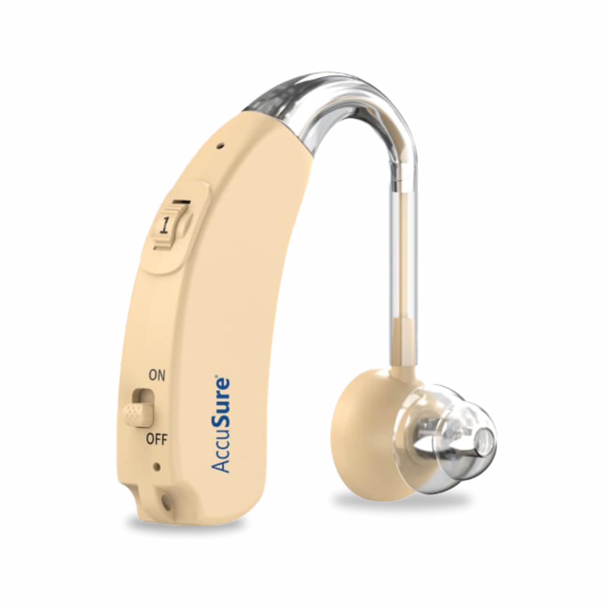 AccuSure Digital Hearing Aid Amplifier for Adults & Seniors – Rechargeable, Volume Control, Small & Lightweight Sound Enhancer (Beige)-image-5