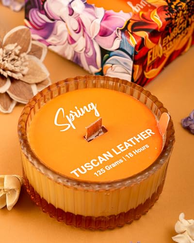 Image of ELK Valentines Day Gift Candles for Gifting Scented Candles for Home Soy Wax Candle Pack Tuscan Leather Jar Candle for Gifting Valentines Day Decoration Items