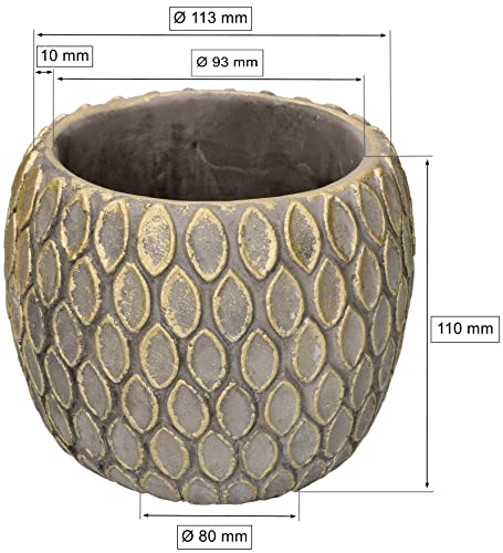 KOTARBAU Set of 2 Rustic Grey Gold Scaled Ceramic Flower Pots, Diameter 11 cm, Height 11 cm, Indoor/Outdoor Use - Image 2