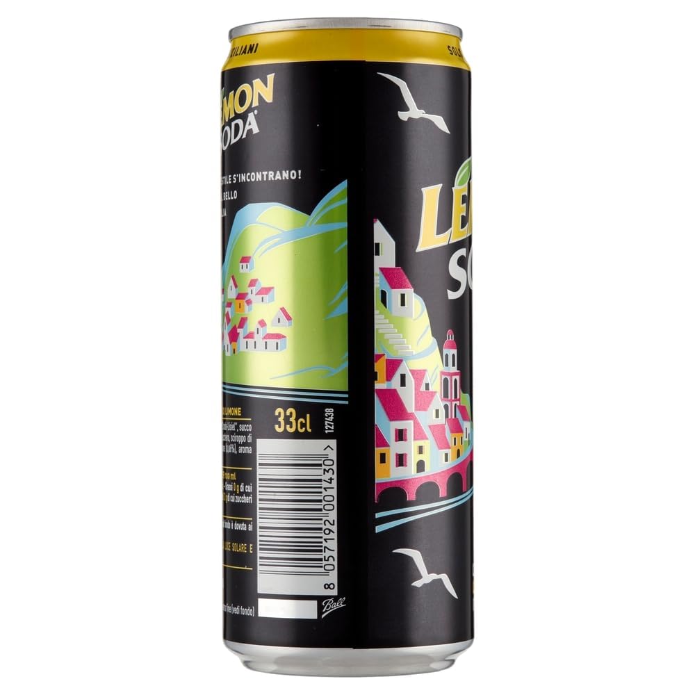 Lemonsoda, Lemon soda, Doses de citron au citron, boisson italienne, boisson gazeuse de limonade, des citrons italiens, 48x 330 ml + Italian Gourmet polpa 400g