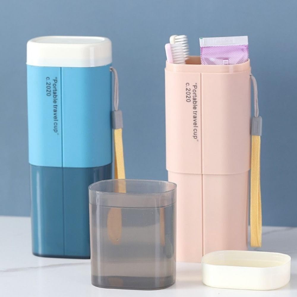 Dalveen Travel Toothbrush Case & Toothpaste Container | Leak-Proof, Portable Holder for Travel, Camping, Bathroom | Unisex, Durable Plastic(1 Piece, Blue) 1