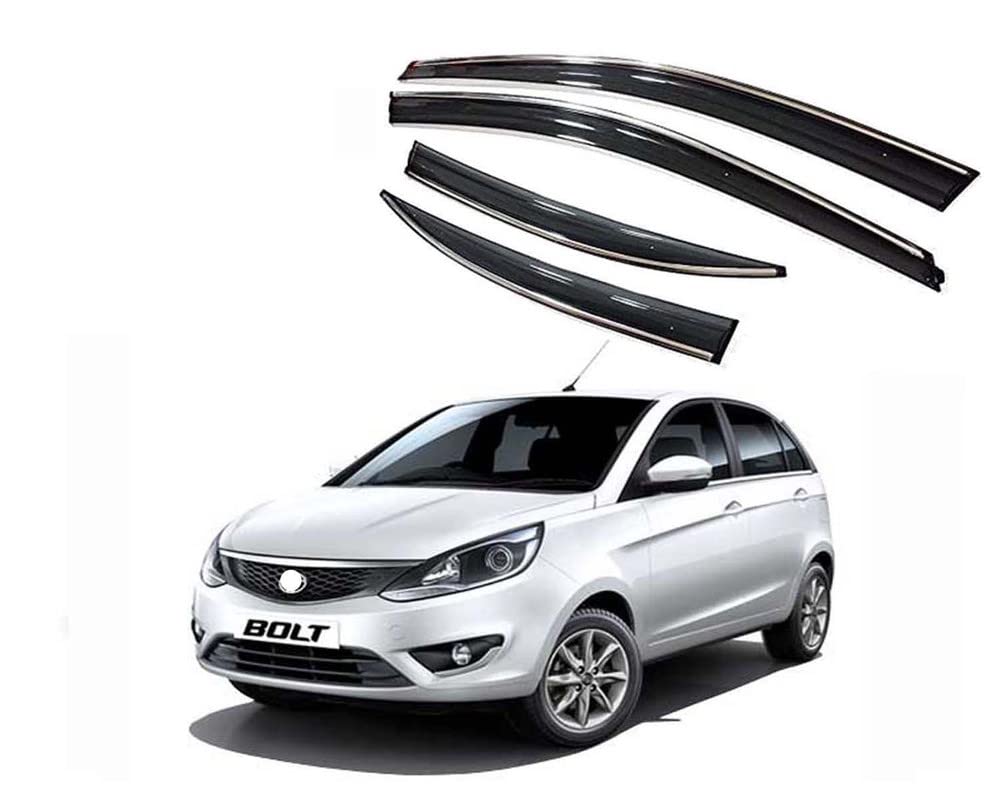 Auto E-Shopping Compatible Chromeline Silverline Door Visor Wind Deflector for Tata Bolt Set of 4 Pieces-image-28