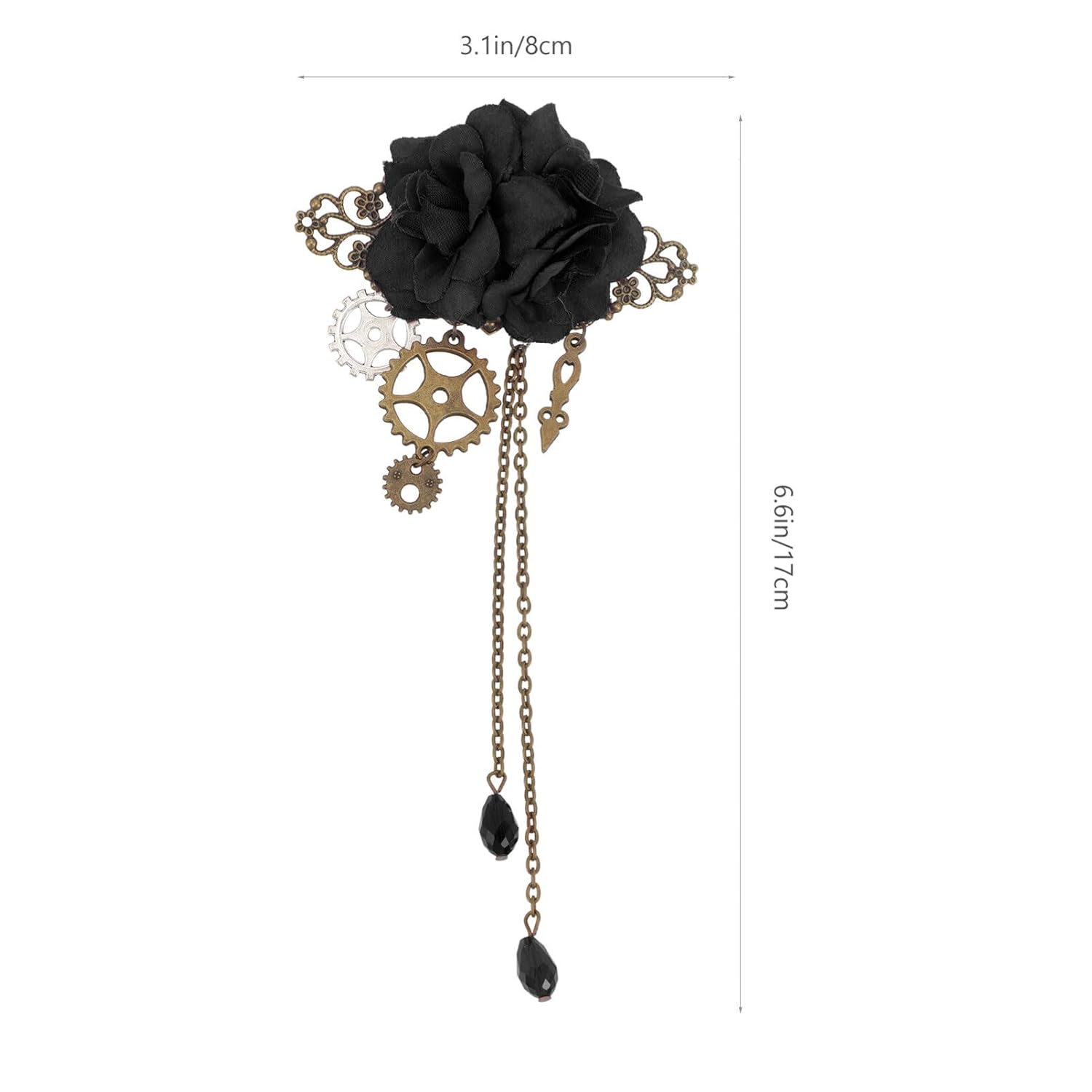 Rose Hair Clip 3inch Rose Flower Claws Clips, Polyester Flower Hairpin for Woman Girl Party Wedding, Black