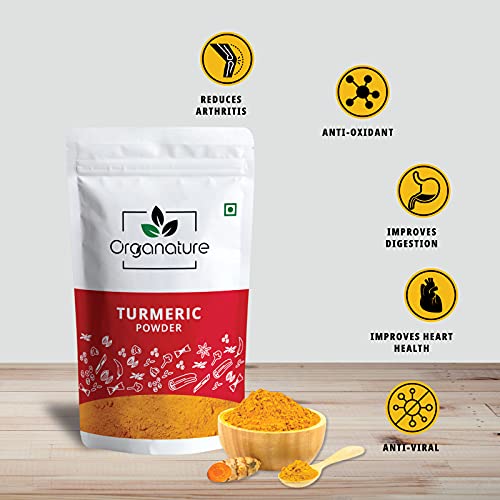 Image of Organature Organic Turmeric Powder Haldi Powder | High Curcumin Content Haldi Powder | Immunity Booster - Pack of (350 Grams)