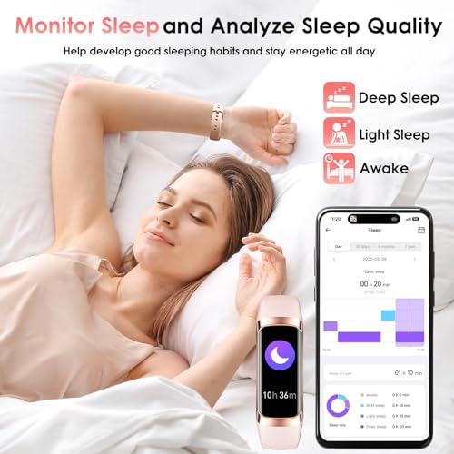 Image of Fitness Tracker Pedometer Smart Watch with 1.1 inch AMOLED Screen 24 /7 Heart Rate Monitor, Blood Oxygen & Blood Pressure Monitor, Body Temp Monitor, Sleep & Calorie Tracker, Pink
