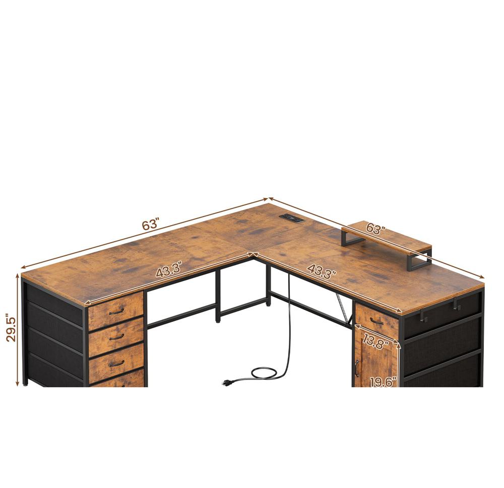 Amazon.com: SEDETA L Shaped Desk, 63'' Corner Desk with 5 Drawer