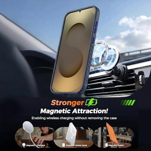Image of KARWAN Slim Shockproof Back Case Cover Compatible with Samsung Galaxy S24 Ultra,Dual Layer Armor Protection with Matt Finish, Heavy Duty Cover with Magnetic MagEase Wireless Charging (Blue)