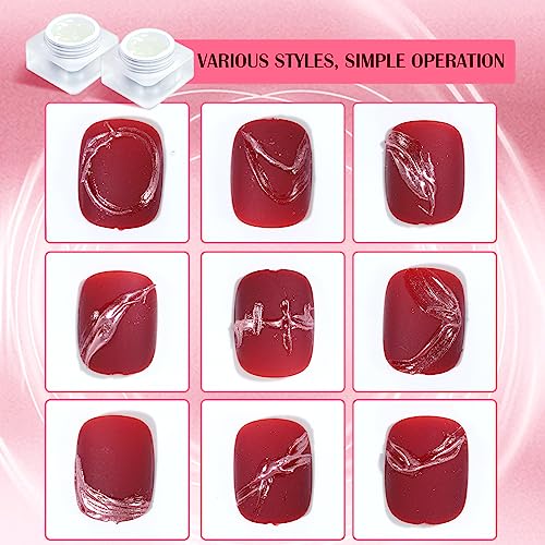 U-Shinein 3D Painting Gel, 2-In-1 Clear Nail Gel Sculpting Gel For Chrome Nail Powder, 2Pcs Professional Nail Chrome Mirror Effect, Metallic 3D Nail Art Design, Craving Embossed Diy Nail Glue Gel 10Ml #TOP5
